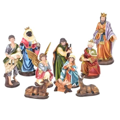 Image of Carousel Home and Gifts Large Traditional Deluxe Christmas Nativity Set Scene With 10 Detailed Figures