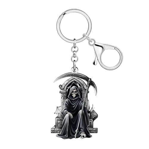 Image of WEVENI Acrylic Grim Reaper Keychain Halloween Key Chain Goth Accessories Gothic Spooky Gifts for Women Girls Purse Bag Charms (Dark)