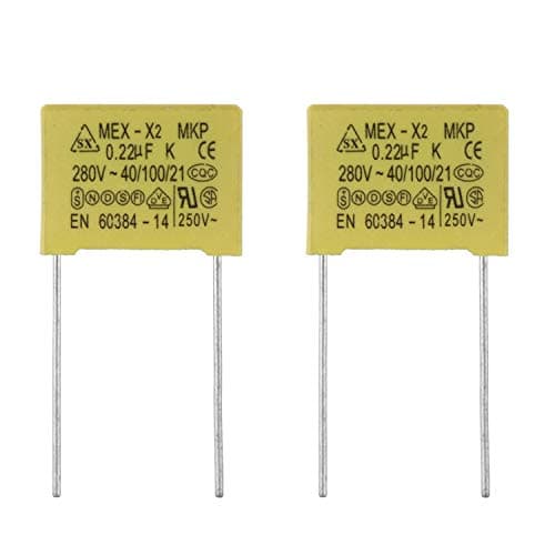 Image of BOJACK 0.22 uF 275 V Safety Capacitors MEX -X2 MKP Suppression of differential mode interference capacitors(Pack of 2 Pcs)