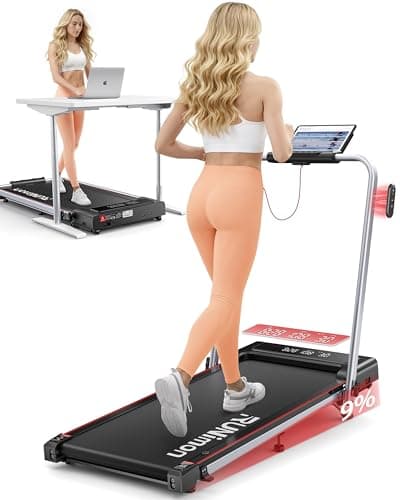 Image of 6 in 1 Folding Treadmill with 9% Incline, RUNIMON Walking Pad Treadmills for Home Foldable, 2.5HP Under Desk Running Pad Walk Pads Treadmill 1-12KM/H with LED Display, Magnetic Remote&APP Control