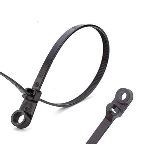 Image of 100 x Black Screw Mount Cable Ties 110mm x 2.5mm Car Chassis Body Zip Tie Fixing