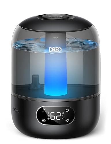 Image of Dreo Humidifier for Bedroom with Sensor, 26dB Quiet Cool Mist Ultrasonic Humidifiers for Home, 360° Nozzle, 30H Runtime, Ambient Light Indicator, Essential Oil Diffuser, Room, Plants, Nursery, Black