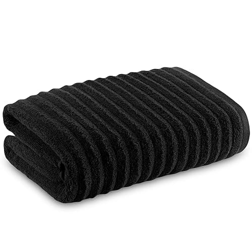 Image of Towelogy Bamboo Extra Large Bath Towels (90x140cm, 1 Pack) - Highly Absorbent & Fast Drying Bath Sheets OEKO-TEX CERTIFIED (Black, 1)