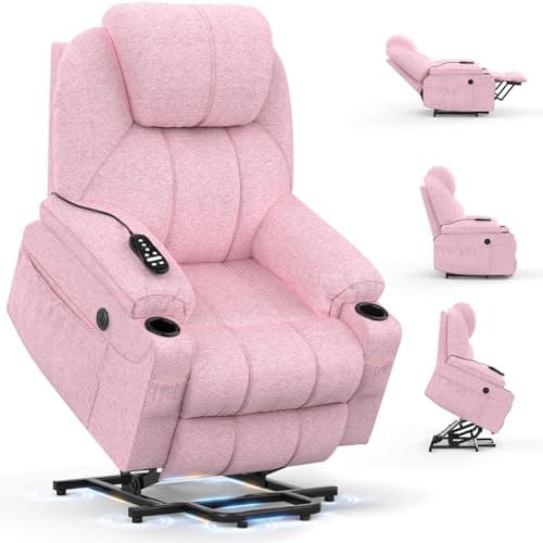 Image of BareTay Recliner Armchair Lift Chair For the Elderly, Power Recliner Chair with Massage & Heat, Extended Footrest, Type C+USB Ports, 2 Cup Holders, Dual Side Pockets Reclining Chairs Lounge Sofa