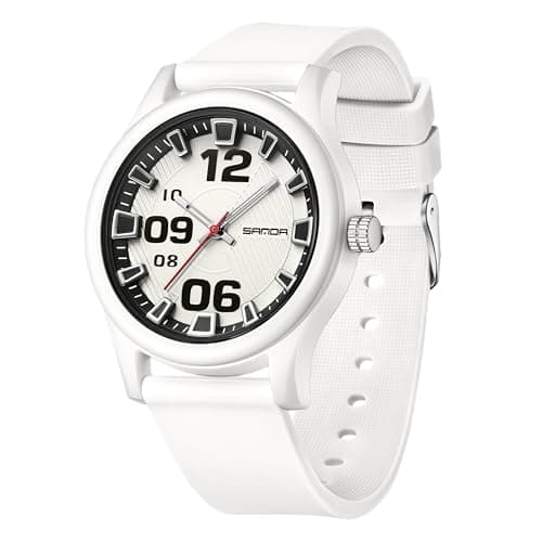 Image of BIEWO Waterproof Watch for Men Women, Boy and Girl Analog Military Sports Unisex Wristwatch, Easy to Read Dial Silicone Strap (White)