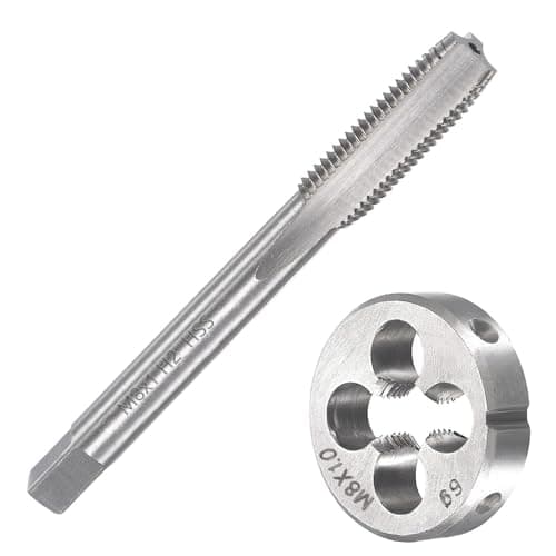 Image of Saipor M8 X 1.0 Metric Tap and Die Set m8 X 1mm HSS Straight Fluted Machine Thread Right Hand Screw Tap and Round Threading Die