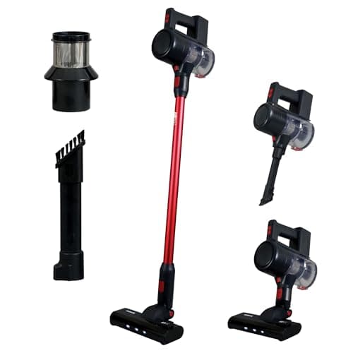 Image of Ewbank EWVC0306 AIRBLITZ Cordless 2-in-1 Stick Vacuum Cleaner, HEPA Filter, 600ml Tank, 150 W DC Motor, LED Dust Tracking Lights, 2 Speed Settings, Red