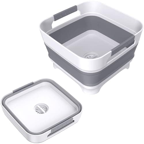 Image of 9L Collapsible Wash Basin, Portable Folding Dish Tub with Drain Plug,Multi-Purpose Sink for Camping, Laundry, Baby Bottles, Fruits and Vegetables