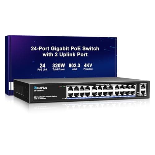 Image of 26 Port Gigabit PoE Switch with 24 Port PoE+ 1000Mbps, 2x1000Mbps Uplink, GiGaPlus 26 Port IEEE802.3af/at PoE @320W, Support VLAN, Metal Housing, Desktop or Wall-Mount, Plug & Play