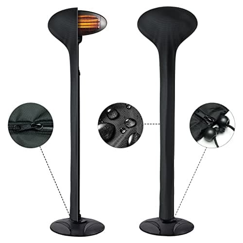 Image of Electric Patio Heater Cover Waterproof, Electric Outdoor Heater Covers 500D Windproof Anti-tear Oxford Cloth with Zipper and Adjustable Drawstring、180CM×65CM