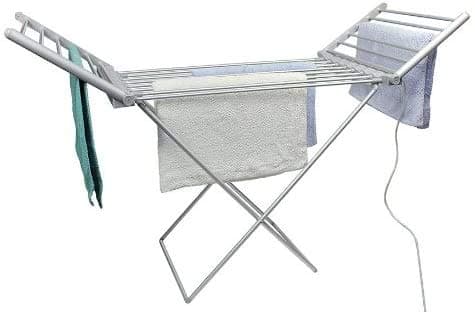 Image of Highlands Electric Heated Clothes Dryer Folding Energy-Efficient Indoor Airer Wet Laundry Drying Horse Rack, Silver