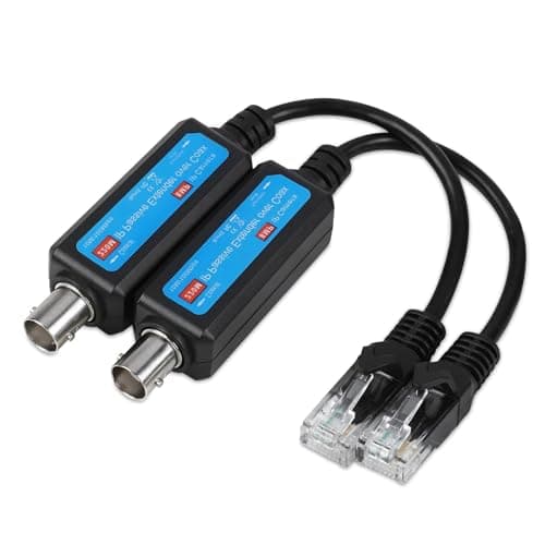 Image of Agatige IP Network Transmitter, IP Passive Extender Ethernet Over Coax, 10/100Mbps 1CH IP Network Coaxial Transmitter Receiver Extender Coax Cable for IP NVR Camera (1 Pair)