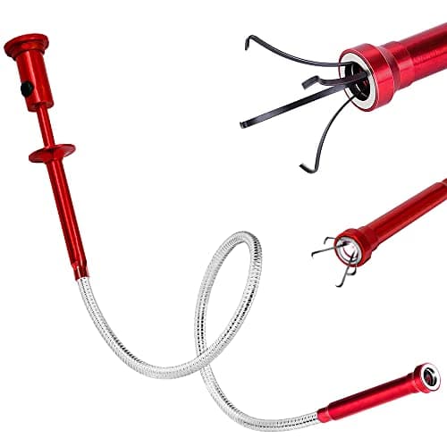 Image of Magnetic Drain Unblocker Hair Catcher with LED Light, Flexible Strong Grabber Pick-up Tool 60cm, Retractable Claw Retriever Stick, Use to Grab Hair, Trash, Important Stuff