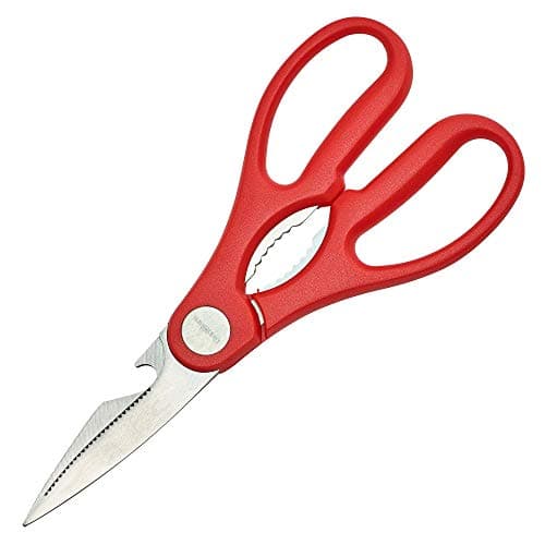 Image of Genware Stainless Steel Kitchen Scissors Red 8inch / 20.3cm - Single - Kitchen Scissors & Utensils