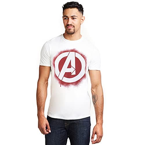 Image of Marvel Men's Avengers Stencil Logo T Shirt, White, M UK