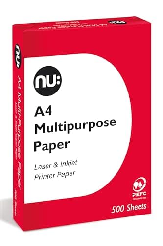 Image of nu: A4 Multi-Purpose Printer Paper | White | 500 Sheets | Smooth Surface | Suitable for Inkjet, Laser & Copier Use | Ideal for Home & Office