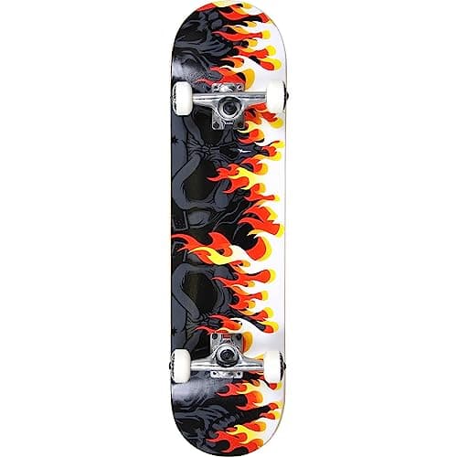 Image of MGP Gangsta Series Beginner Skateboard - Double Kick Concave 31" x 7.75" Maple Deck, 5.5" Aluminium Trucks, 54mm/95a Wheels - Madd Gear (On Fire)