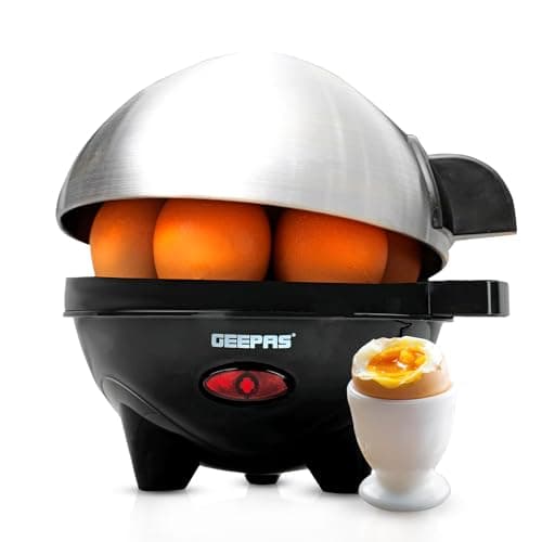 Image of Geepas 3-in-1 Egg Boiler Poacher, 350W | Electric Egg Cooker & Omelette Maker, Vegetable Steamer | Poaching Bowl, Measuring Cup with Egg Piercer | Up to 7 Egg Capacity, Soft Medium & Hard-Boiled Eggs