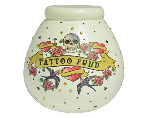 Image of Pot of Dreams House Hand Painted Tattoo Fund Save And Smash Handcrafted Beige Color Ceramic Money Box Piggy Bank | Perfect Decorative Gift and Saving for Tattoo Fund