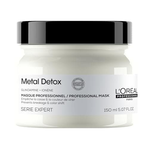 Image of L’Oréal Professionnel Metal Detox Hair Mask 150ml, Prevent Breakage & Colour Fade from Hard Water, Moisturising Conditioner Treatment for Smooth, Shiny Hair, Prevent Damaged Hair