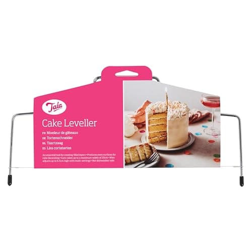 Image of Tala Adjustable Cake Leveller, Stainless Steel Wire Cutter for Even Cake Layers, Multi-Height Settings for Cakes up to 25cm Wide, Perfect for Leveling & Decorating Sponges