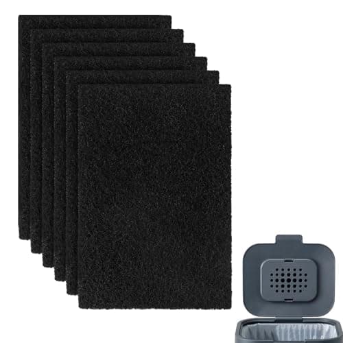 Image of 6 Pack Compost Bin Carbon Odour Filters for Food Waste Caddy,Replacement Activated Carbon Filters Sheet for Kitchen Compost Bucket(Size 9.5x7x1cm)