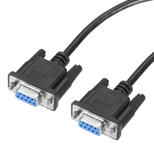Image of sourcing map 3.3 ft DB9 RS232 Serial Cable, Straight Through RS-232 Female to Female 9 Pin Extension Cable for Data Communication, Black