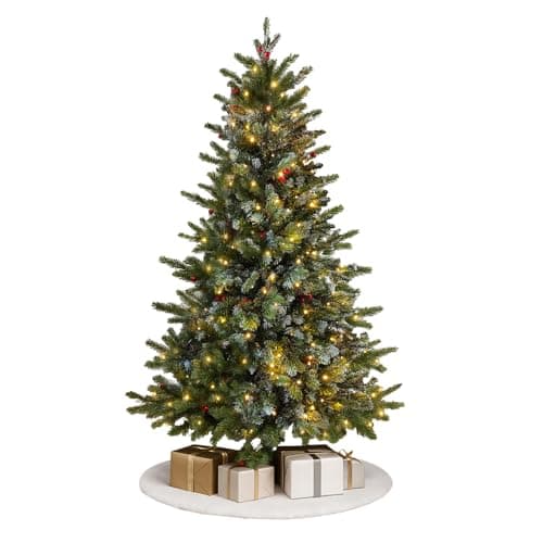 Image of Home Republic Pre-Lit Half Christmas Tree - Space Saving Wall/Corner Tree, Led Lights with Realistic Mixed PVC Branches, Easy Assembly & Foldable Base, Ideal for Small Spaces, 180cm -6ft