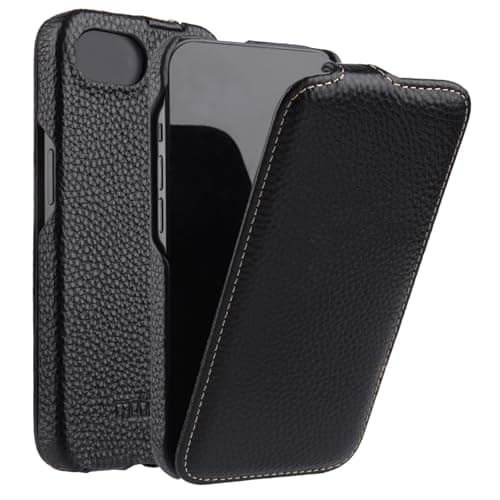 Image of Mobiskin Case Suitable for iPhone 16E (6.1 inch), Mobile Phone Case with Coated Leather, Flip Case Compatible with MagSafe, Protective Case, Mobile Phone Pocket, Slim Cover, Thin, Black