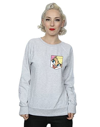 Image of Looney Tunes Women's Lola Bunny Face Faux Pocket Sweatshirt Medium Heather Grey
