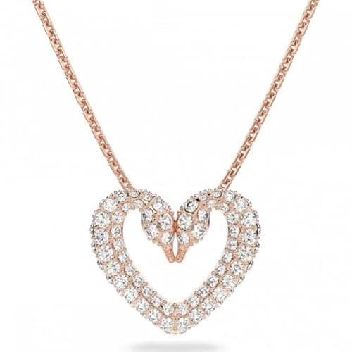 Image of Swarovski Womens Sublima pendant Heart Medium White Rose gold-tone plated 5661505