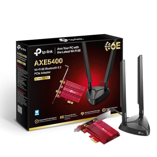 Image of TP-Link Archer TXE75E AXE5400Mbps Tri-Band WiFi 6E Bluetooth 5.3 PCIe Adapter with Two Antennas, WiFi Adapter for PC, Intel Chipset, Magnetized Antenna Base, Low-Profile Bracket Included, WPA 3