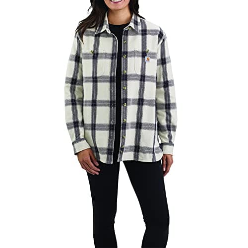 Image of Carhartt Womens Heavyweight Twill Long Sleeve Plaid Shirt