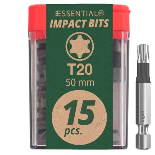 Image of Wiha Essential Impact Bit Box 15-Piece I Bit Set T 20, 50 mm (1/4 Inch) I Bit Box I Bit Set for Cordless Screwdrivers I Impact Screwdriver Bits in Tic Tac Box (45608)