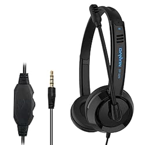 Image of Computer Headset with Microphone, 3.5mm PC Headsets with Microphone Noise Cancelling Mic & Audio Controls for Mobile Phone Laptop PC, Wired Stereo Computer Headphone for Home/Office/Call Center/Online