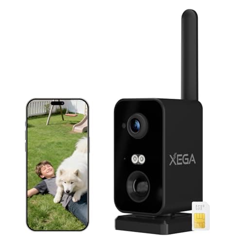Image of Xega 4G Portable Cellular Security Cameras with SIM Card, NO Wi-Fi CCTV Camera, 180° Rotation, 10000 mAh Battery, 2K Color Night Vision, Motion Detection,2-Way Talk, Cloud/SD IP66, for Indoor/Outdoor