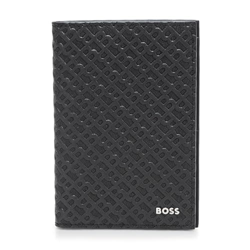 Image of BOSS Zair Bold Logo Passport Holder, black gloss, One Size