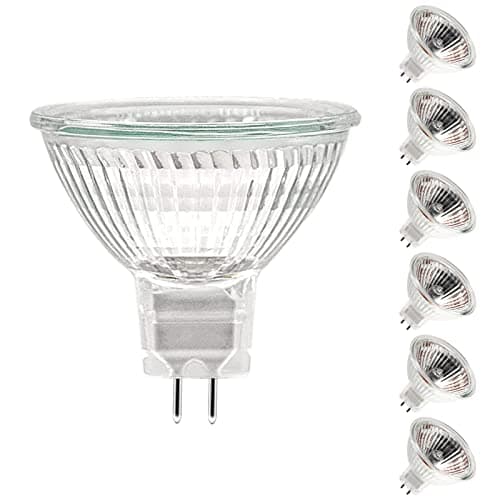 Image of ETUOLMP MR16 Halogen Bulbs 12V 20W, Durable 6 Packs High Output Halogen Light Bulbs 2 pin GU5.3 Base for Landscape Lights, Track Lights, Ceiling Lights, Desk Lamps, Dimmable, 2700K Warm White