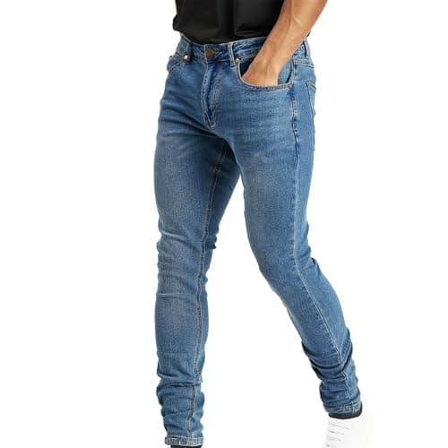 Image of Island Trading Men's Skinny Jeans - Stretchable Denim - Comfortable Fit, 4 Colors: Grey, Black, Dark Blue, Blue Stonewash - Sizes 28-42 Inch Waist