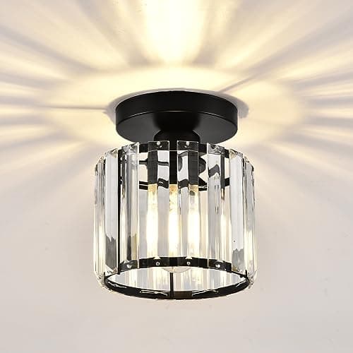 Image of ZYDTRIP Crystal Ceiling Light, Black Crystal Chandelier Modern LED Ceiling Light Pendant Fixture Lighting for Bedroom Kitchen Hallway Entrance Balcony