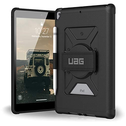 Image of UAG Designed for iPad 10.2" (9th Gen 2021/ 8th Gen 2020/ 7th Gen 2019) Case Metropolis Black Rugged Protective Cover with Pencil Holder & Rotating Handstrap by URBAN ARMOR GEAR