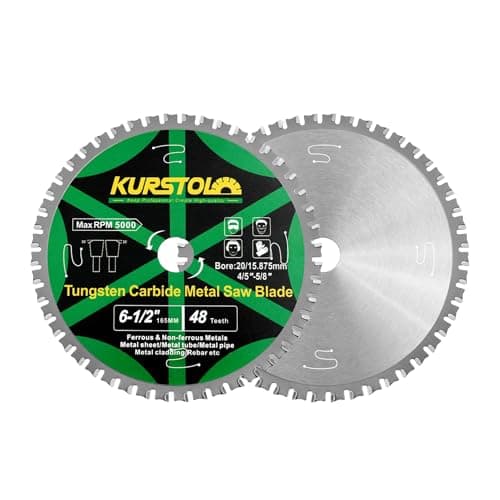 Image of 165mm Metal Cutting Circular Saw Blade - KURSTOL Tungsten Carbide Tipped Saw Blade 48T for Steel, Stainless Steel, Nickel, Titanium, Ferrous Metals, Steel Pipe, Arbor 20mm x 15.875mm(2 Pack)