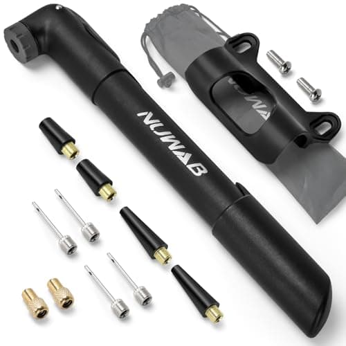 Image of NUWAB Mini Bike Pump, 9.4" Hand Bicycle Pump, Quick Balloon Pump, Portable Multi-purpose Pump,Suitable for All Bikes and Balls, Swimming Rings, Come with Ball Needles, Nozzles and Converters