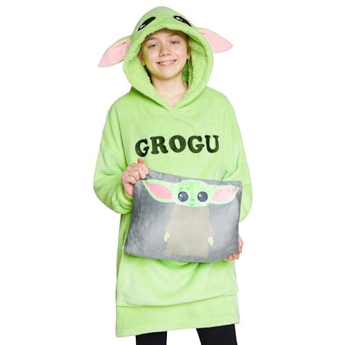 Image of Disney Stitch Girls Teenagers Fleece Hoodie - Hoodie Blanket 2 in 1 Oversized One Size Girls Gifts (Green Baby Yoda)