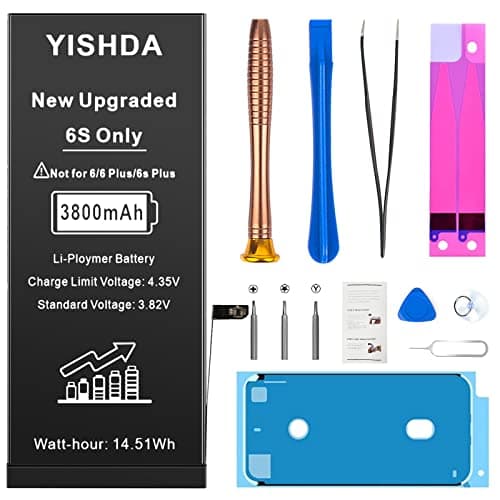 Image of YISHDA Battery for iPhone 6S (Upgraded New Version), Ultra High Capacity Replacement 0 Cycle Battery with Professional Replacement Tool Kits