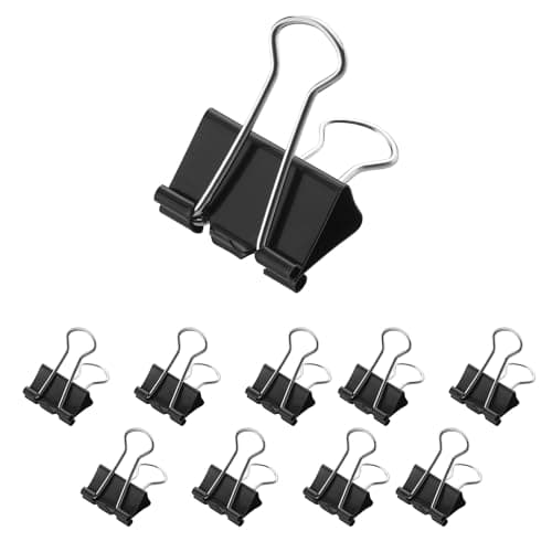 Image of Westcott Foldback Clip 25 mm Black 12 Pieces | Metal Document Clips | Sturdy and Reusable | 25 mm Office and Household Use | E-10702 00