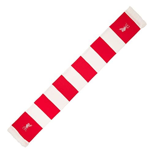 Image of Liverpol FC Red White Liverbird Striped Bar Scarf LFC Official