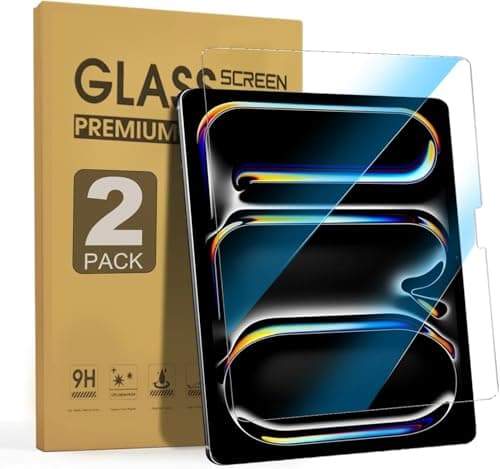 Image of zenrich 2 Pack iPad Pro 13 inch Screen Protector M5 2025 / M4 2024 with Anti Blue Light, Tempered Glass Screen Protector with 9H Hardness/HD Clear/Scratch Resistant/Bubble Free for iPad Pro 13 (M5)