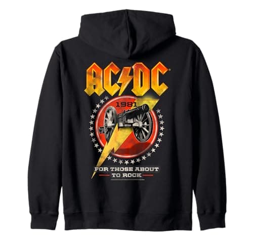 Image of Official AC/DC For Those About To Rock 1981 Tour Red Zip Hoodie