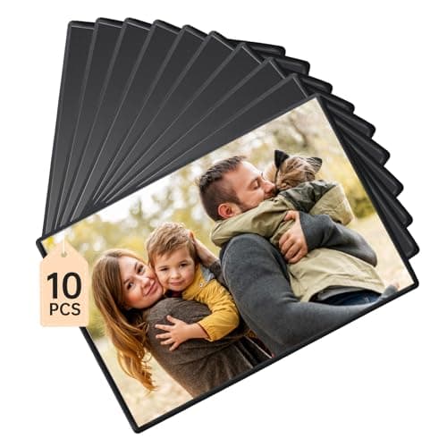 Image of FRETONBA 10Pcs Magnetic Photo Frames, 6x4 inch Magnetic Picture Frame, Personalised Fridge Magnets for Photos, Postcard, Notices, Black